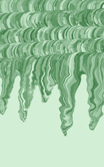 Volumetric striped waves wriggle  Monochrome green fluid paste Abstract  liquid vertical background