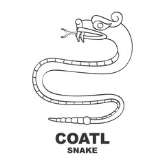  Vector icon with Glyph from Aztec calendar Tonalpohualli. Calendar day symbol Coatl