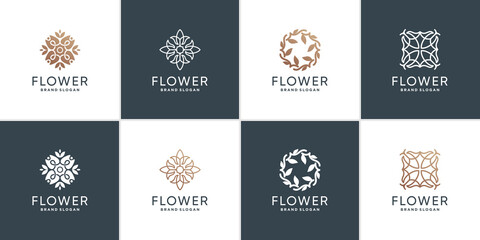 Fototapeta na wymiar Set of flower logo template with creative style Premium Vector