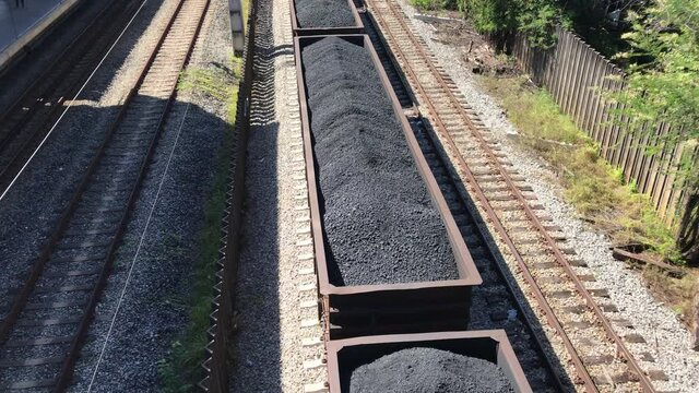 BELO HORIZONTE, MINAS GERAIS, BRAZIL: Iron ore is transported in railway freight wagons of the train