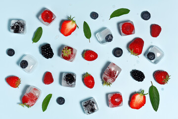 Ice cubes with berries