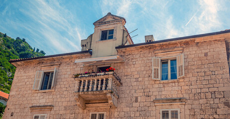 Fototapeta na wymiar Typical Mediterranean house facade in Montenegro