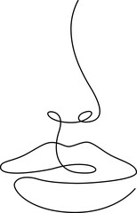 Woman face nose and lips silhouette. Minimalistic vector line illustration. One line drawing.