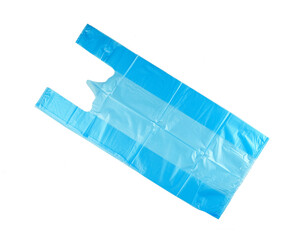 Plastic bag with handles on a white background, for food.