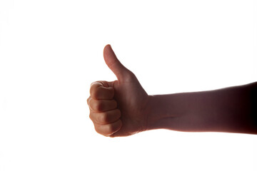 Manos y dedos creando símbolos de me gusta. sobre fondo blanco