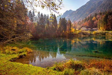 Scenic view of Christlessee lake in autumn