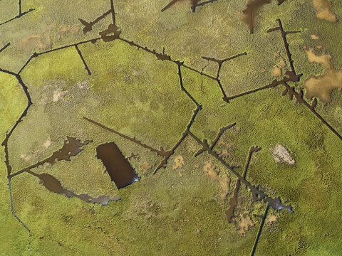Aerial view over marshes near Elliot Island, Maryland, USA
