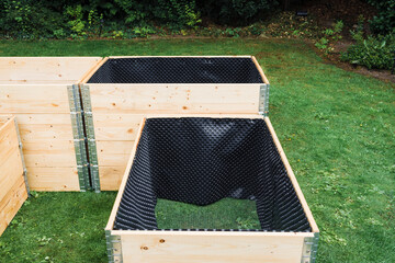 Wooden crates with bubble wrap in it at garden