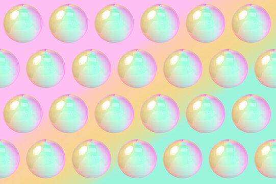 Three dimensional pattern of rows of bubbles against colorful background