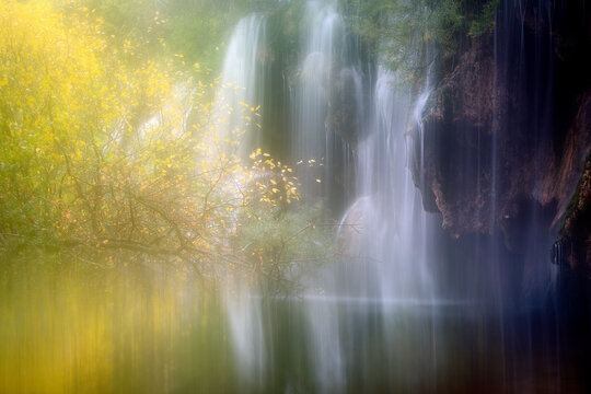 Long exposure of waterfalls on Cuervo river in early spring