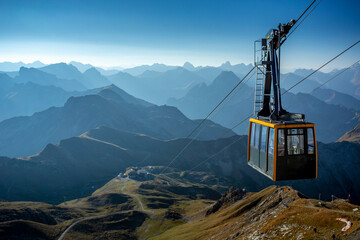 Nebelhorn Cable Car with foggy peaks in background