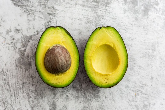 Studio shot of halved avocado