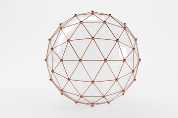Three dimensional render of brown connected spheres