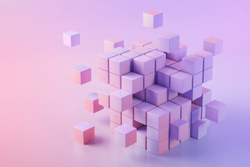 3D illustration of pink cubes