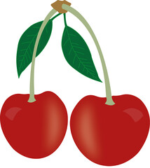 cherry with leaves illutration design.