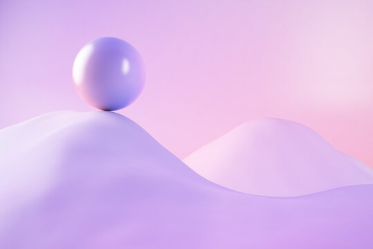 3D illustration of sphere on mountain