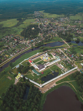 Aerial view of the town Tikhvin, Russia