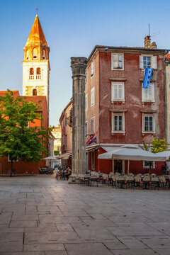 Croatia, Zadar County, Zadar, Roman column at Five Wells Square