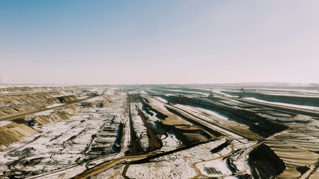 Abandoned space of Garzweiler under sky at NRW, Germany