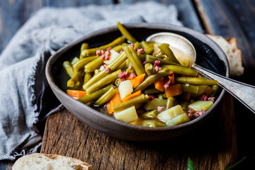 Bean stew with green beans, carrots, potatoes