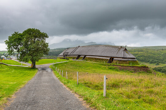 Renovated Lofotr Viking Museum at Vestvagoy, Lofoten, Norway