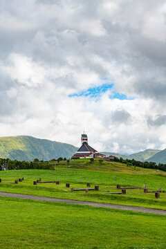 Church near Lofotr Viking Museum at Vestvagoy, Lofoten, Norway