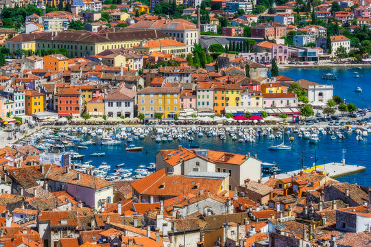 View over Rovinj from church of St. Euphemia, Istria, Croatia