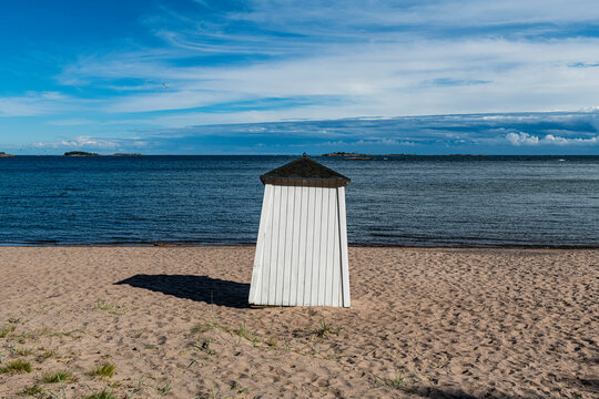 Beach hut on deserted&nbsp;beach
