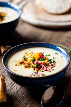Bowl of ready-to-eat corn chowder