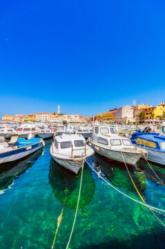 Harbour with boats at Rovinj, Istria, Croatia