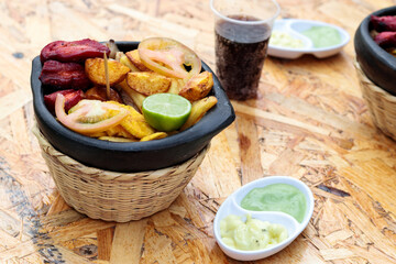 fritanga or picada, traditional Colombian food.