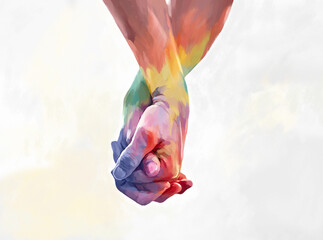 Illustration of gay couple holding hands