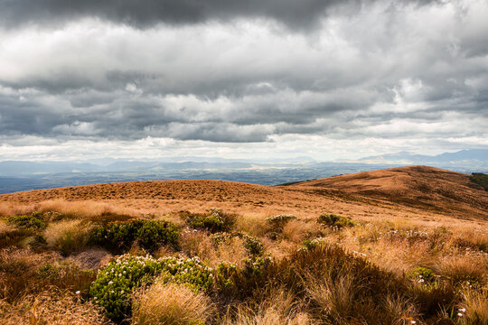 New Zealand, South Island, Fiordland National Park, Rain clouds over wilderness area