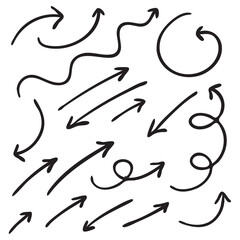 Sketchy arrow set, doodle arrows, hand drawn direction marks