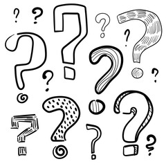 Set of Different Question Marks, Quest and Inquire Symbols