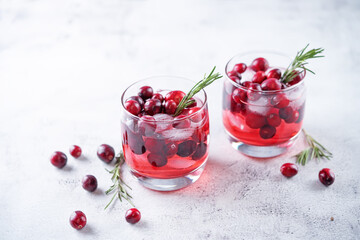 Cranberry rosemary gin in glass