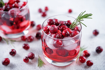 Cranberry rosemary gin in glass