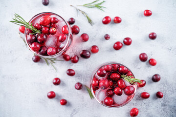 Cranberry rosemary gin in glass