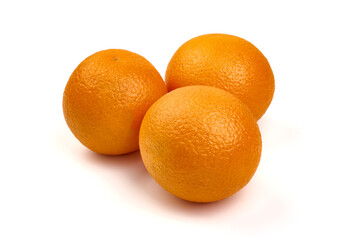 Fresh oranges, isolated on white background. High resolution image.
