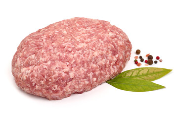 Fresh pork minced meat, isolated on white background. High resolution image.