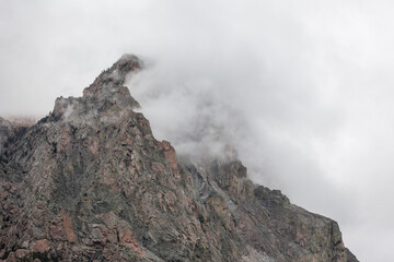 Mountain in the clouds and fog