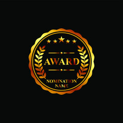 wreath award label gold best quality vector logo design