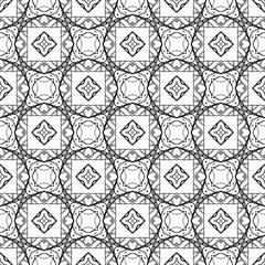 Seamless pattern with black and white tracery ornament. Print for fabric, wrapping paper.