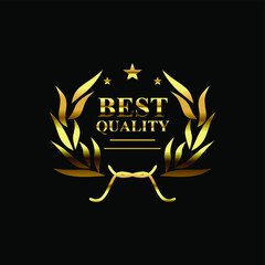 wreath award label gold best quality vector logo design