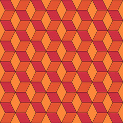 Seamless cubes pattern. Ethnic ornament. Geometric background. Tribal wallpaper. Lozenges image. Cubic motif. Ancient mosaic. Digital paper. Diamonds web design. Rhombuses textile print. Vector.