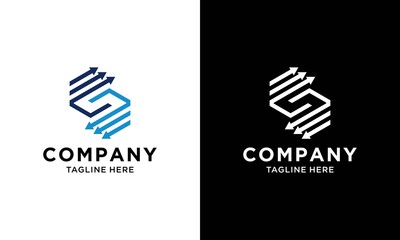 Arrow S icon logo line art vector template technology.