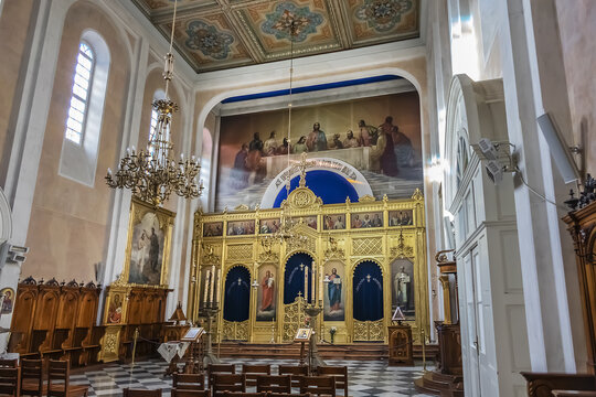 Interior of Church of the Holy Annunciation in the old town of Dubrovnik, Croatia. June 22, 2019.