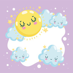 cute sun and clouds