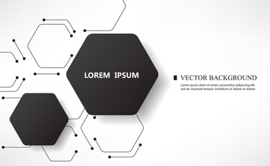 Vector geometric black hexagon wallpaper template