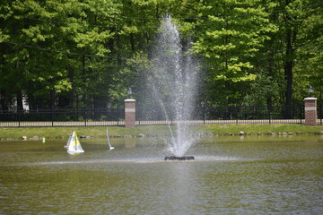 Boat by a Fountain